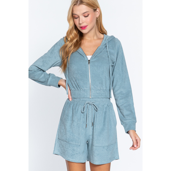 Hoodie Terry Towelling Jacket - Picture 2 of 8